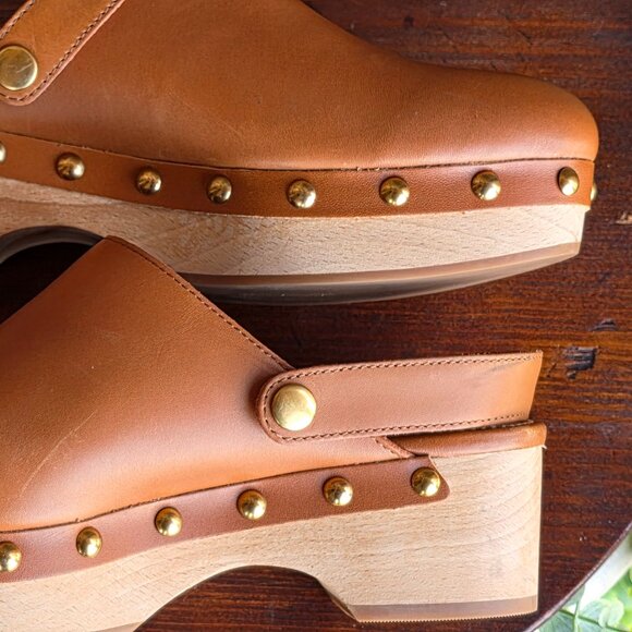 J Crew Convertible Tan Leather Clogs Size 6 - Picture 9 of 11
